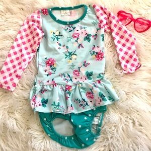 Boutique Floral Polka Dot Rashguard Swimsuits